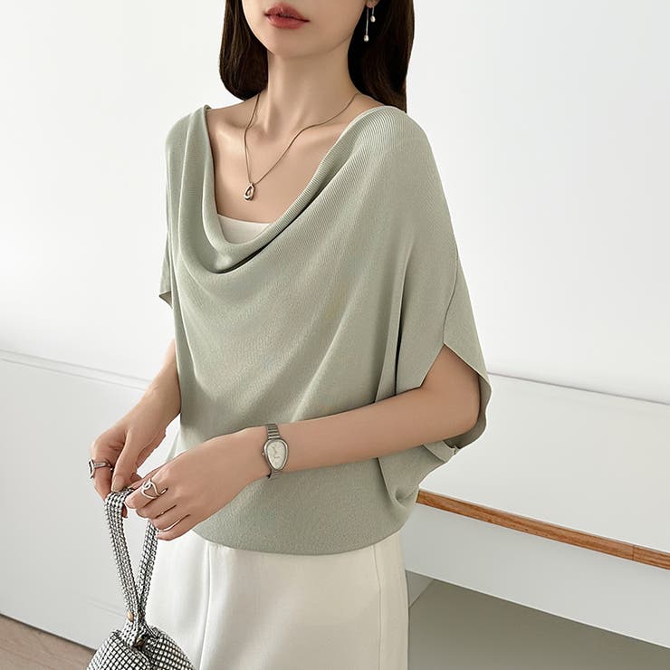 大人が選ぶ涼感ドルマン。 ドレープトップス サマーニット | COCOMOMO | 詳細画像20 