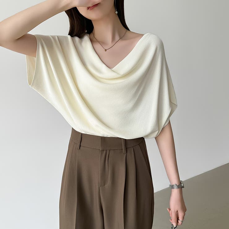 大人が選ぶ涼感ドルマン。 ドレープトップス サマーニット | COCOMOMO | 詳細画像3 