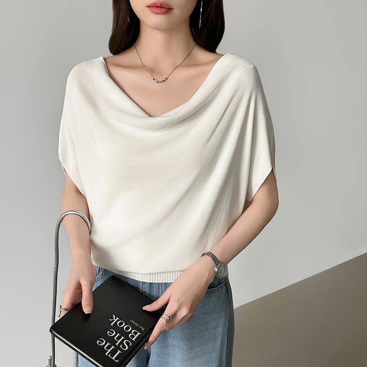 大人が選ぶ涼感ドルマン。 ドレープトップス サマーニット | COCOMOMO | 詳細画像30 