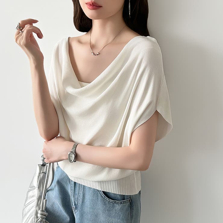 大人が選ぶ涼感ドルマン。 ドレープトップス サマーニット | COCOMOMO | 詳細画像31 