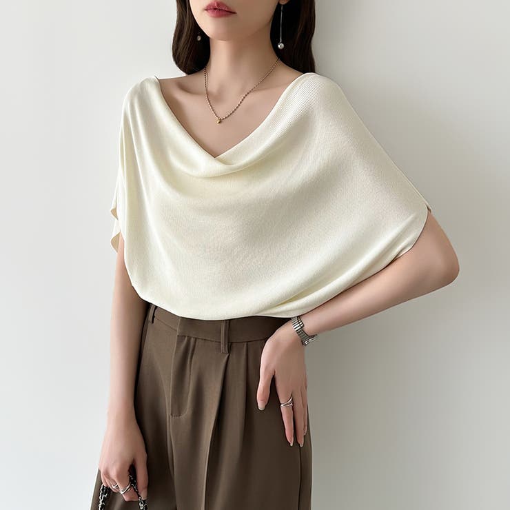 大人が選ぶ涼感ドルマン。 ドレープトップス サマーニット | COCOMOMO | 詳細画像4 