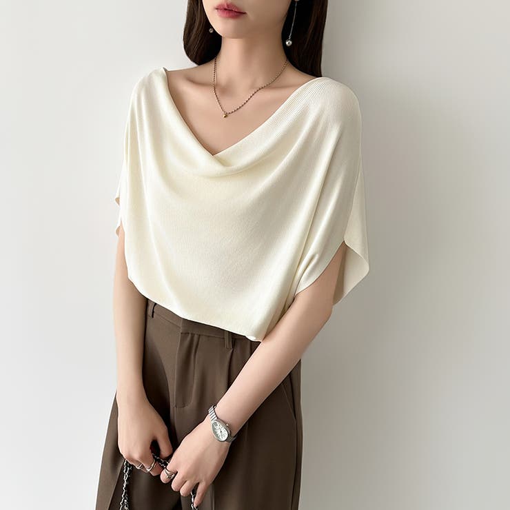 大人が選ぶ涼感ドルマン。 ドレープトップス サマーニット | COCOMOMO | 詳細画像6 