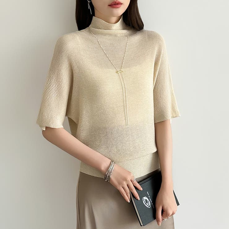 毎日に寄り添うサマーニット ハイネックニット シアーニット | COCOMOMO | 詳細画像23 