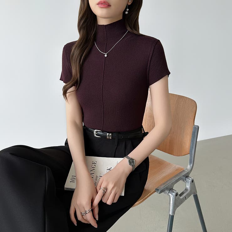 品よくきれいめハイネックサマーニット 半袖ニット サマーニット | COCOMOMO | 詳細画像10 