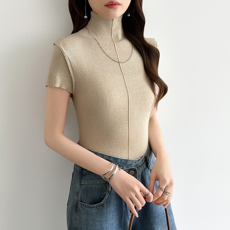 品よくきれいめハイネックサマーニット 半袖ニット サマーニット | COCOMOMO | 詳細画像14 