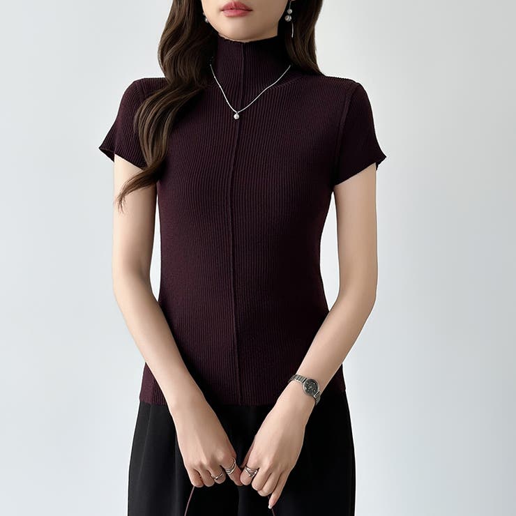 品よくきれいめハイネックサマーニット 半袖ニット サマーニット | COCOMOMO | 詳細画像2 