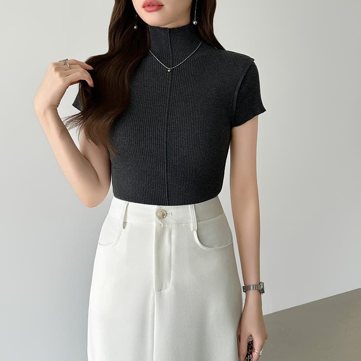 品よくきれいめハイネックサマーニット 半袖ニット サマーニット | COCOMOMO | 詳細画像20 