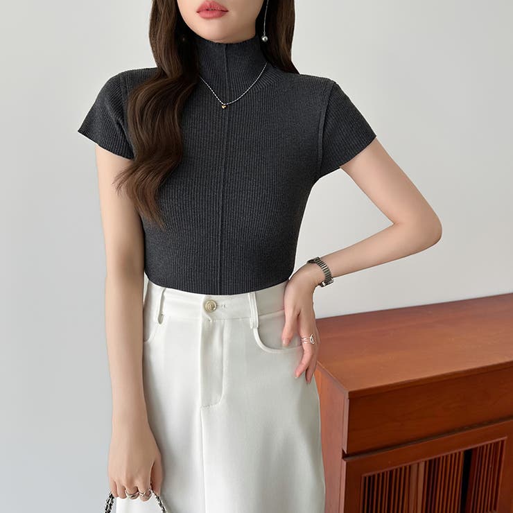 品よくきれいめハイネックサマーニット 半袖ニット サマーニット | COCOMOMO | 詳細画像28 