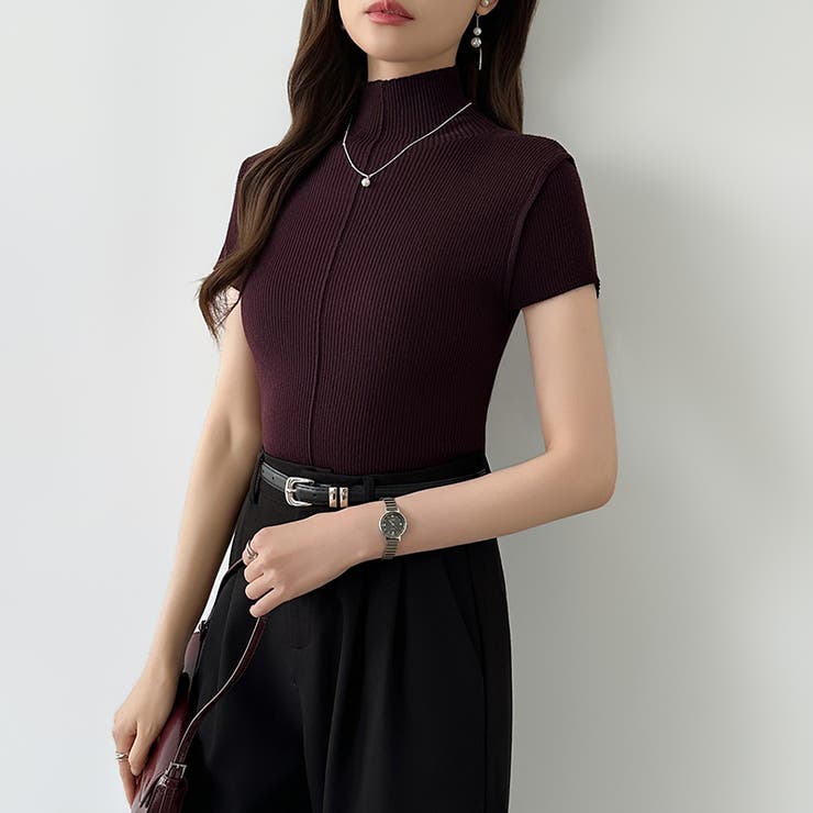 品よくきれいめハイネックサマーニット 半袖ニット サマーニット | COCOMOMO | 詳細画像3 