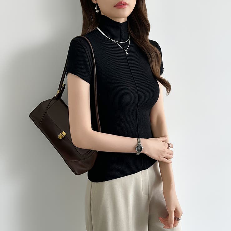 品よくきれいめハイネックサマーニット 半袖ニット サマーニット | COCOMOMO | 詳細画像31 