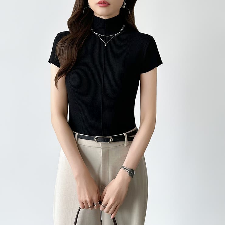 品よくきれいめハイネックサマーニット 半袖ニット サマーニット | COCOMOMO | 詳細画像32 