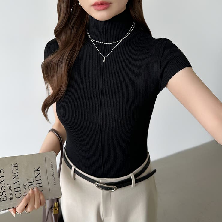 品よくきれいめハイネックサマーニット 半袖ニット サマーニット | COCOMOMO | 詳細画像36 