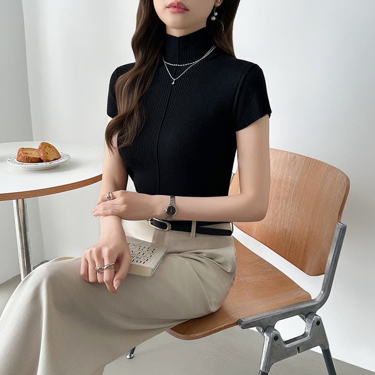 品よくきれいめハイネックサマーニット 半袖ニット サマーニット | COCOMOMO | 詳細画像37 