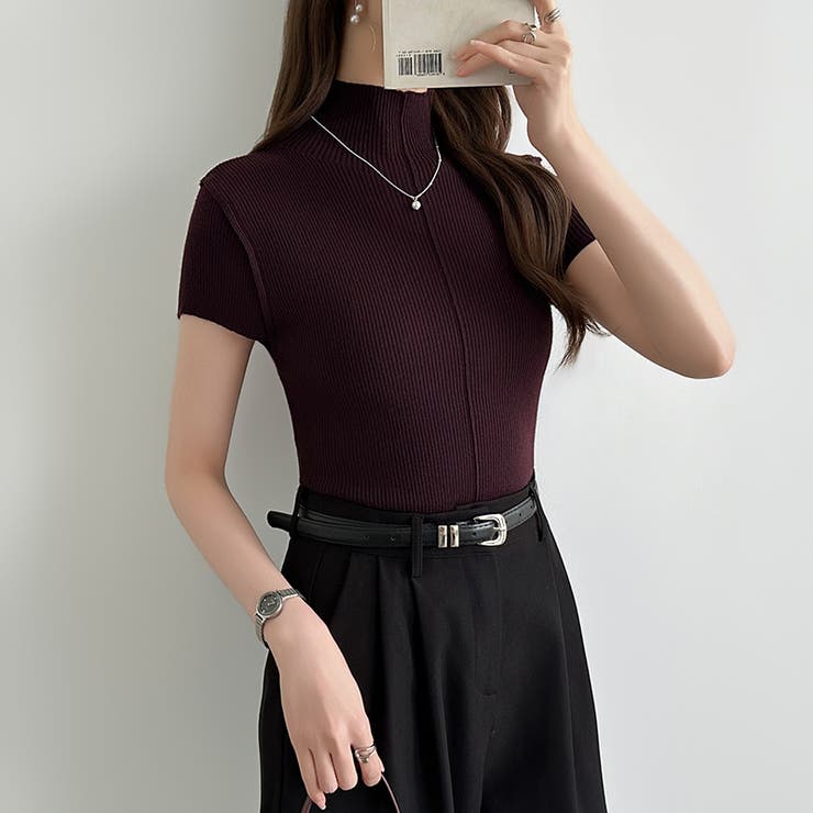 品よくきれいめハイネックサマーニット 半袖ニット サマーニット | COCOMOMO | 詳細画像6 