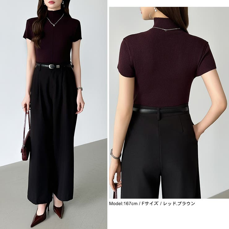 品よくきれいめハイネックサマーニット 半袖ニット サマーニット | COCOMOMO | 詳細画像7 