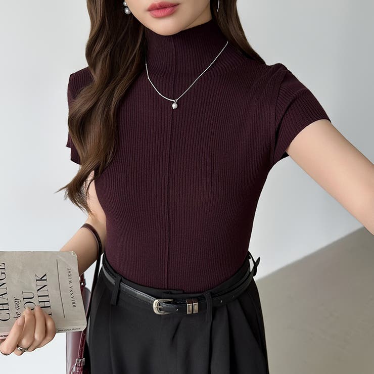 品よくきれいめハイネックサマーニット 半袖ニット サマーニット | COCOMOMO | 詳細画像8 