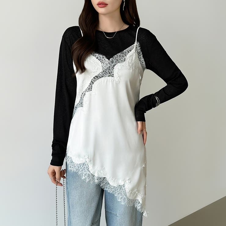 レイヤード映えサテンレースキャミソール レース キャミソール | COCOMOMO | 詳細画像11 