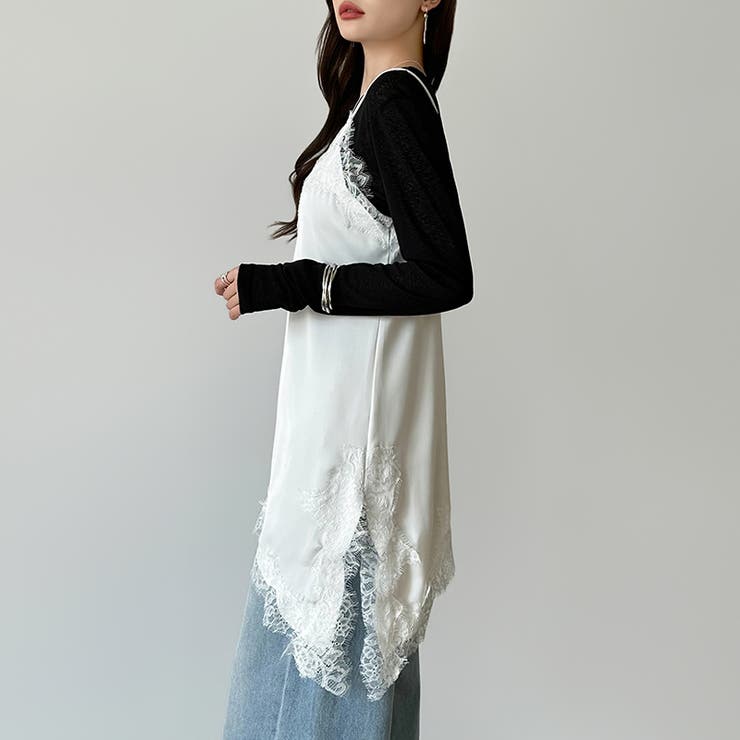 レイヤード映えサテンレースキャミソール レース キャミソール | COCOMOMO | 詳細画像14 