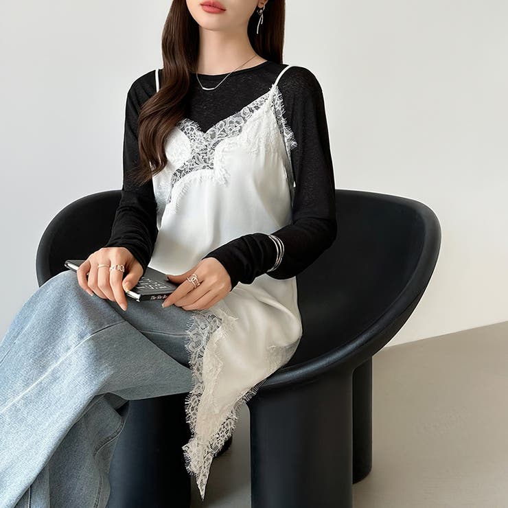 レイヤード映えサテンレースキャミソール レース キャミソール | COCOMOMO | 詳細画像15 