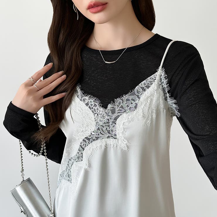 レイヤード映えサテンレースキャミソール レース キャミソール | COCOMOMO | 詳細画像17 