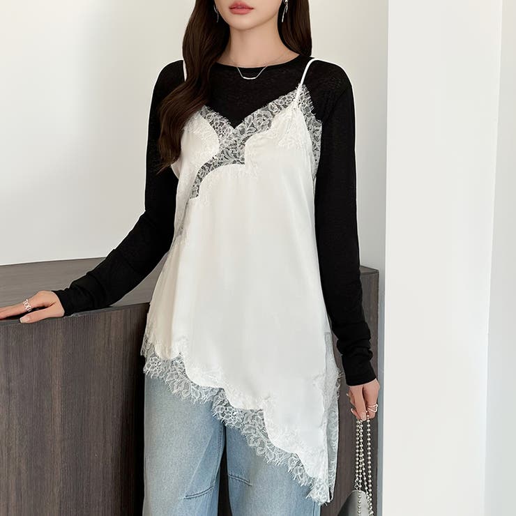 レイヤード映えサテンレースキャミソール レース キャミソール | COCOMOMO | 詳細画像19 