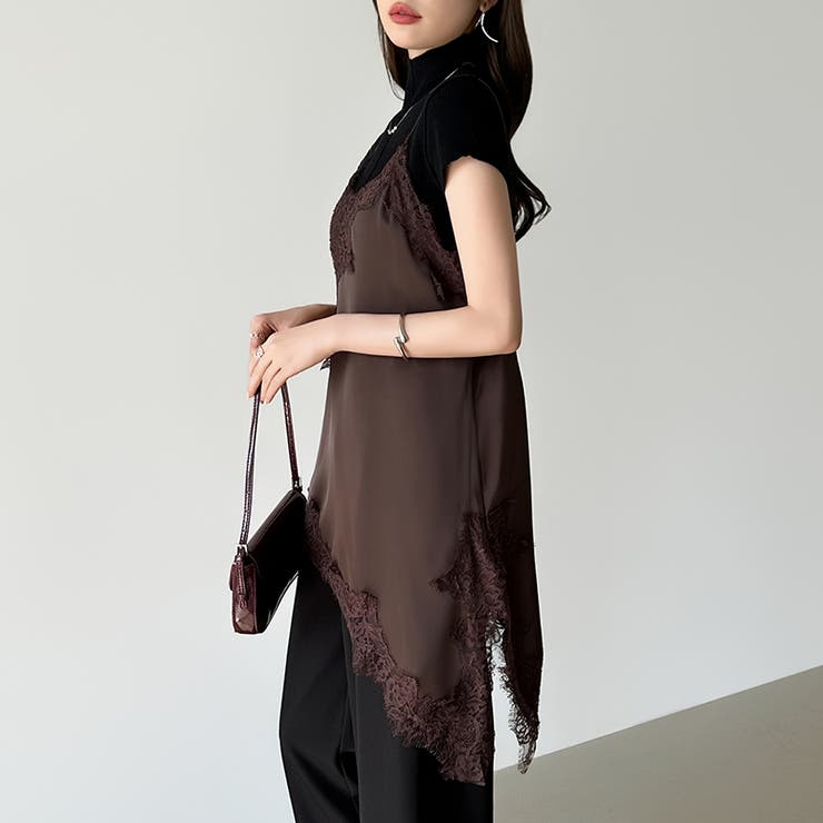 レイヤード映えサテンレースキャミソール レース キャミソール | COCOMOMO | 詳細画像3 