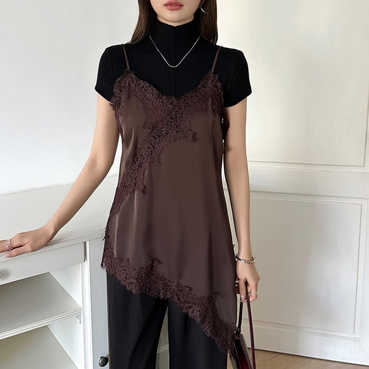 レイヤード映えサテンレースキャミソール レース キャミソール | COCOMOMO | 詳細画像9 