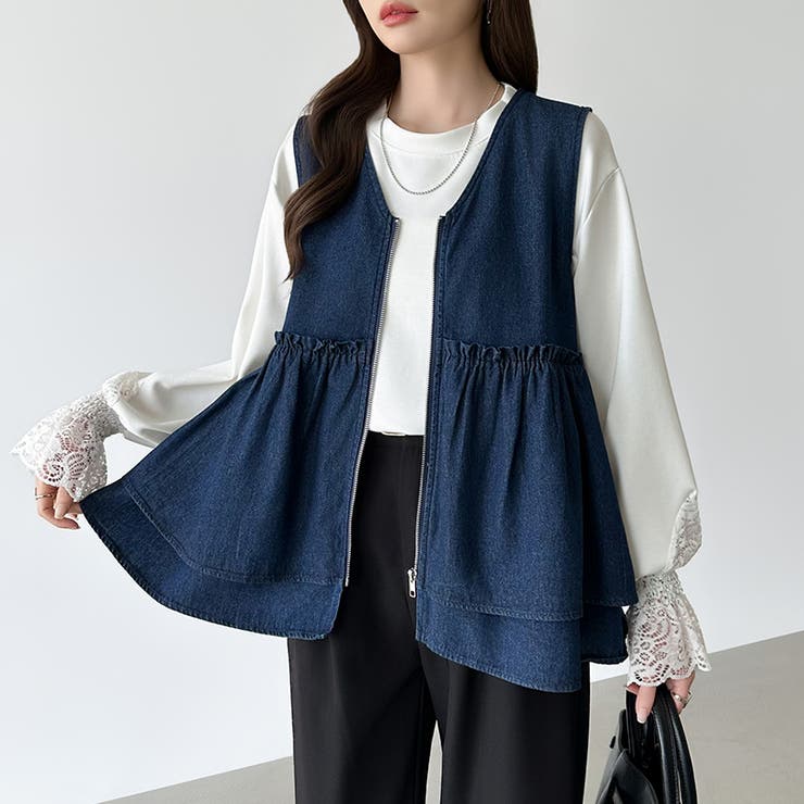 重ねるだけで更新。 ペプラムデニムベスト デニムベスト | COCOMOMO | 詳細画像11 