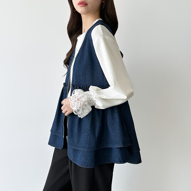 重ねるだけで更新。 ペプラムデニムベスト デニムベスト | COCOMOMO | 詳細画像13 