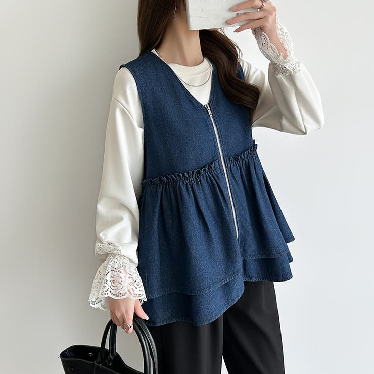 重ねるだけで更新。 ペプラムデニムベスト デニムベスト | COCOMOMO | 詳細画像14 