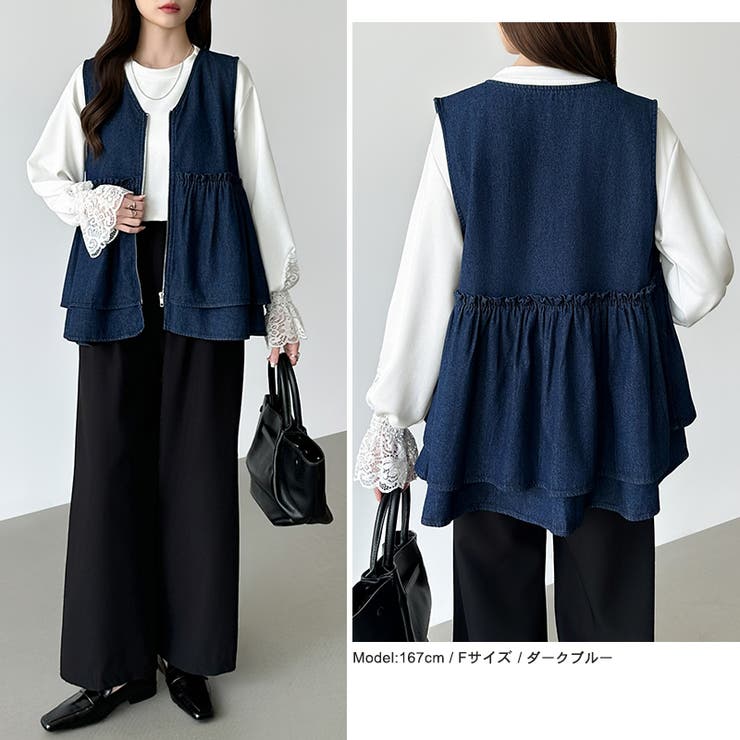 重ねるだけで更新。 ペプラムデニムベスト デニムベスト | COCOMOMO | 詳細画像16 