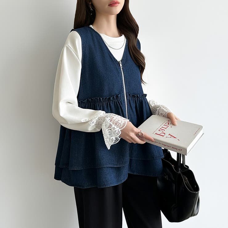 重ねるだけで更新。 ペプラムデニムベスト デニムベスト | COCOMOMO | 詳細画像17 