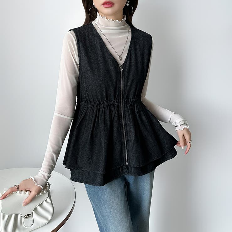 重ねるだけで更新。 ペプラムデニムベスト デニムベスト | COCOMOMO | 詳細画像27 