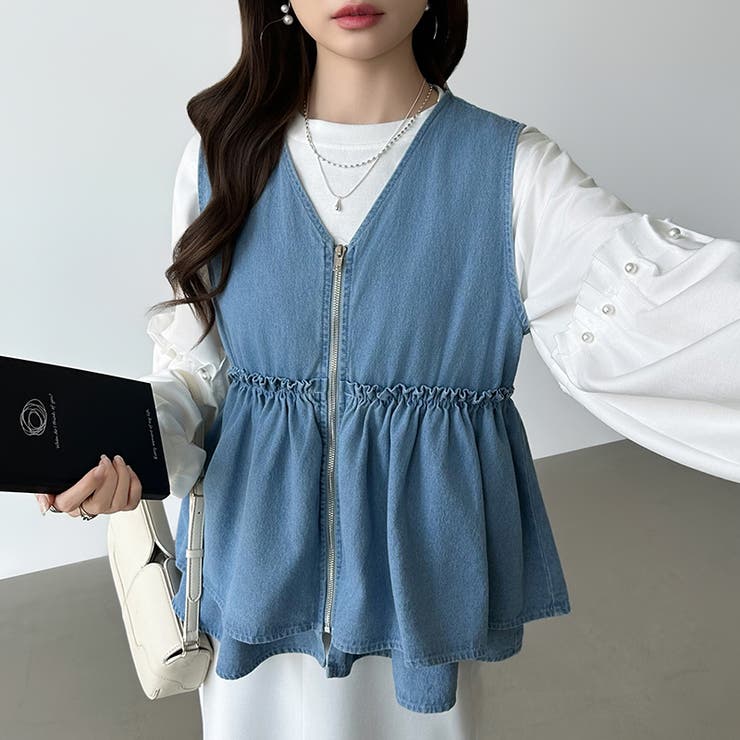 重ねるだけで更新。 ペプラムデニムベスト デニムベスト | COCOMOMO | 詳細画像4 