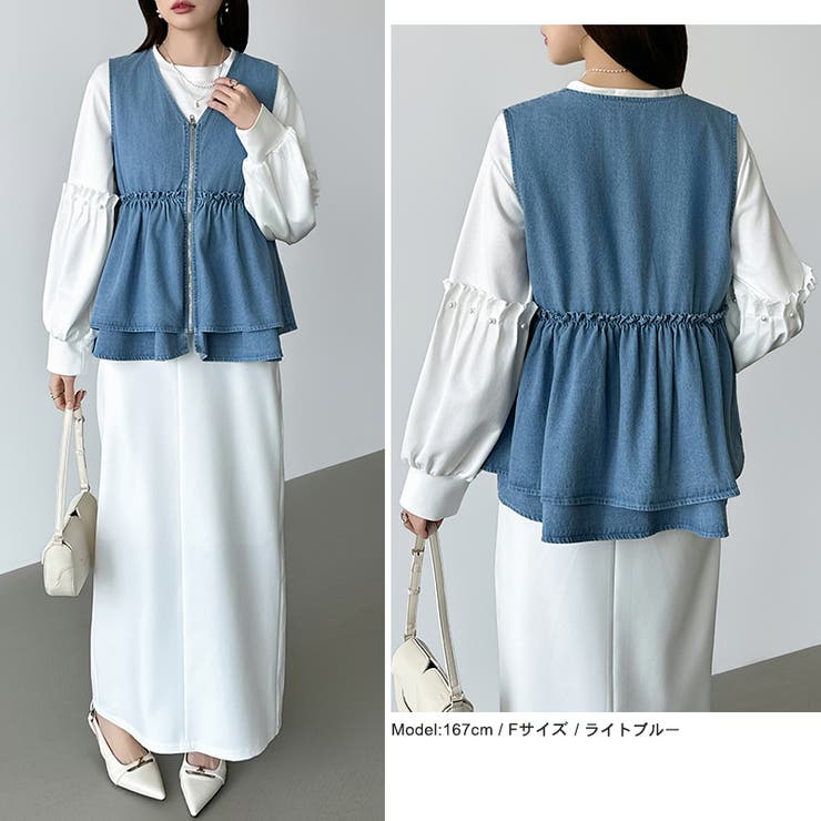 重ねるだけで更新。 ペプラムデニムベスト デニムベスト | COCOMOMO | 詳細画像8 