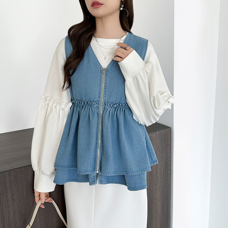 重ねるだけで更新。 ペプラムデニムベスト デニムベスト | COCOMOMO | 詳細画像9 