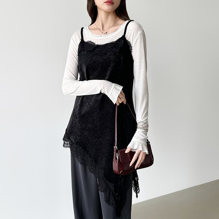 コーデに悩まないレイヤードセット レースキャミソール シアーカットソー | COCOMOMO | 詳細画像15 