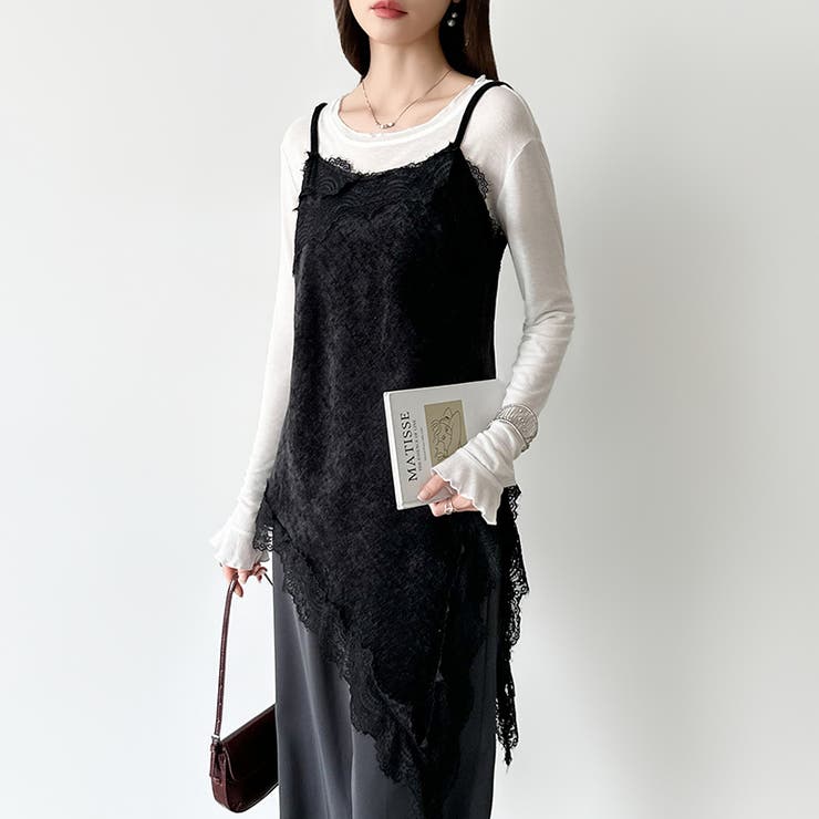 コーデに悩まないレイヤードセット レースキャミソール シアーカットソー | COCOMOMO | 詳細画像17 