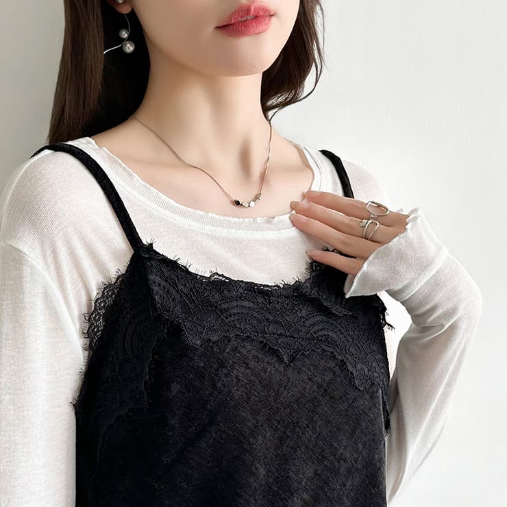 コーデに悩まないレイヤードセット レースキャミソール シアーカットソー | COCOMOMO | 詳細画像18 