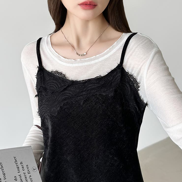 コーデに悩まないレイヤードセット レースキャミソール シアーカットソー | COCOMOMO | 詳細画像20 