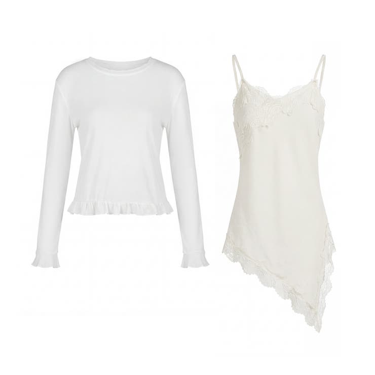 コーデに悩まないレイヤードセット レースキャミソール シアーカットソー | COCOMOMO | 詳細画像28 