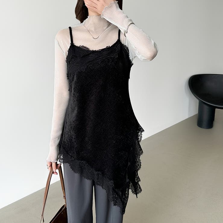 上品な大人のきらめきラメシアートップス ハイネック シアー | COCOMOMO | 詳細画像22 