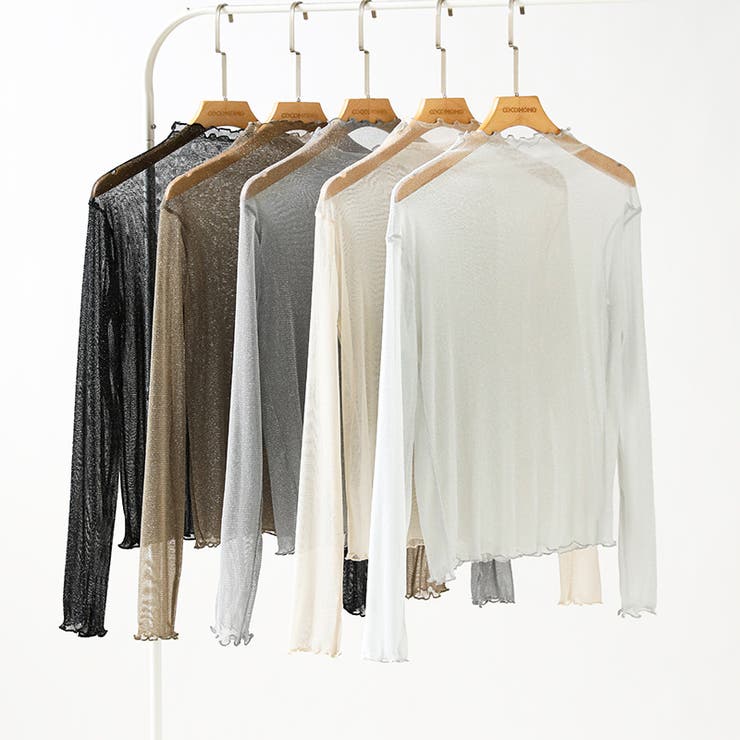 上品な大人のきらめきラメシアートップス ハイネック シアー | COCOMOMO | 詳細画像48 