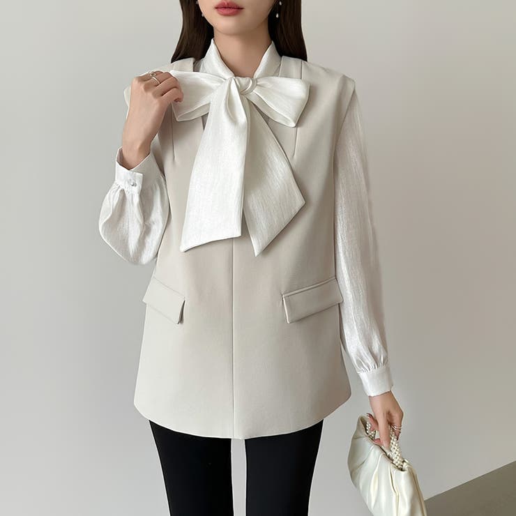 上品艶サテンのリボンブラウス ボウタイ ブラウス | COCOMOMO | 詳細画像26 