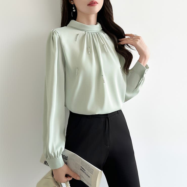 一枚で、きちんと華やか。パールビジュー付きブラウス ブラウス フォーマル | COCOMOMO | 詳細画像14 