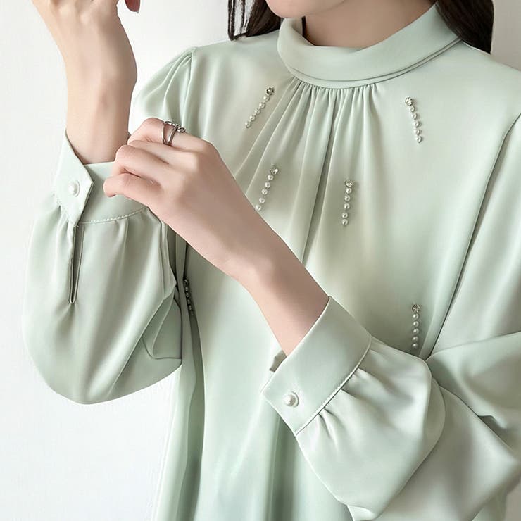 一枚で、きちんと華やか。パールビジュー付きブラウス ブラウス フォーマル | COCOMOMO | 詳細画像16 