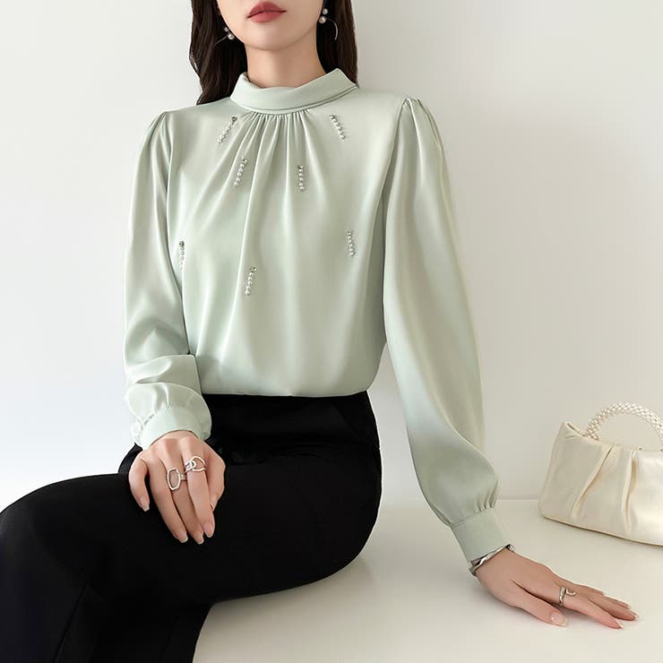 一枚で、きちんと華やか。パールビジュー付きブラウス ブラウス フォーマル | COCOMOMO | 詳細画像18 