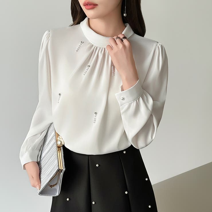 一枚で、きちんと華やか。パールビジュー付きブラウス ブラウス フォーマル | COCOMOMO | 詳細画像2 