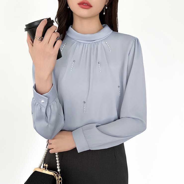 一枚で、きちんと華やか。パールビジュー付きブラウス ブラウス フォーマル | COCOMOMO | 詳細画像28 