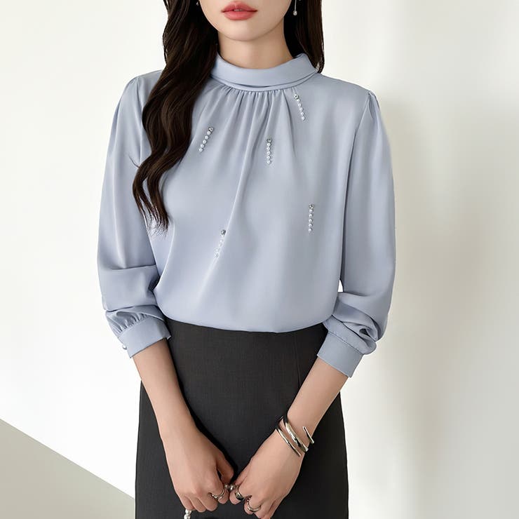 一枚で、きちんと華やか。パールビジュー付きブラウス ブラウス フォーマル | COCOMOMO | 詳細画像30 